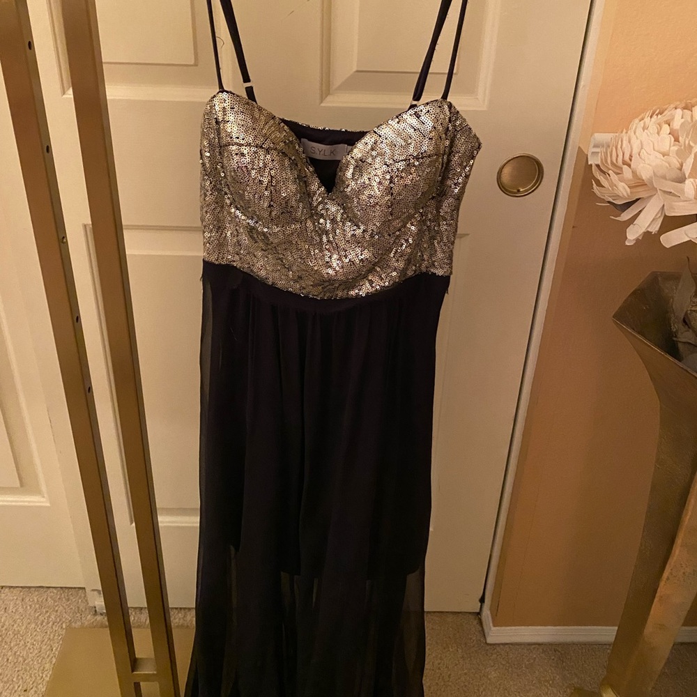Gold Sparkle and Black Maxi Party NYE/Holiday Dress-Small